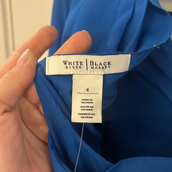 White House Black Market, cobalt blue dress with Exaggerated bell sleeves. Sz4 - Picture 4 of 5